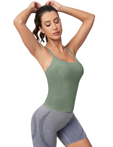 Image of MathCat Workout Tank Tops for Women with Built in Bra, Sleeveless Gym Tops Seamless Racerback Athletic Yoga Shirts