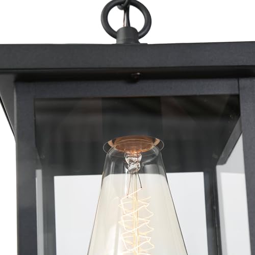 LALUZ Outdoor Pendant Light, Weather-Resistant Hanging Lantern Light with Clear Glass, Modern Farmhouse Exterior Lighting for Porch, Gazebo, Entryway, Patio by LALUZ - Image 5