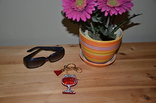 Popfizzy Bling Wine Glass Keychain Key Fob Backpack Or Purse Charm Fun Decorative Accessory #TOP4
