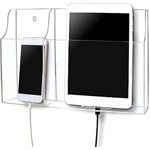 Muur Afstandsbediening Houder Acryl Telefoon Organizer Doos, Wandmontage Tablet for opladen Bed Afstandsbediening Tidy Desk Storage Organizer for Telefoon, TV Airco GLOBAL IGO (Color : Transparent)