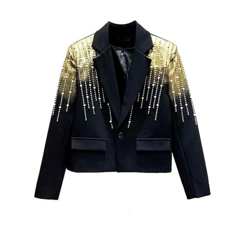 Veste de costume homme chic blazer de performance scène spectacle à perles