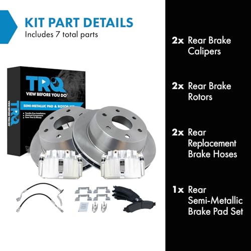 Image of TRQ Rear Brake Pad & Rotor Kit Semi-Metallic Compatible with 2002 GMC Sierra 1500