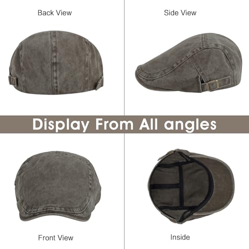 Image of 3Pcs Men's Newsboy Caps Cotton Cooling Hat Adjustable Flat Cap for Men