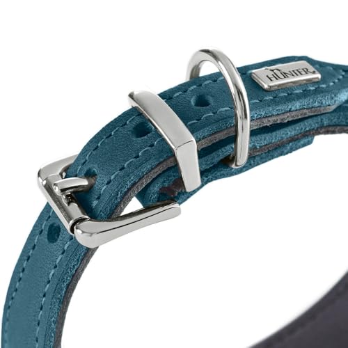 Hunter Hundehalsband Malta, Farbe: Magenta, aus gefettetem Softvollrindleder, weich unterlegt, strapazierfähig, Brillante Farben, handgefertigt, Made in Germany, Größe: 47