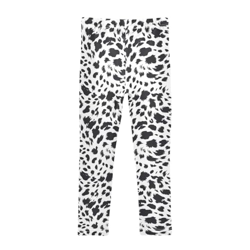 Abstract Black Spots on White Girls Leggings,Workout Leggings for Girls Toddler Athletic Leggings Size for 3-10T2