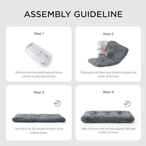 BEDSURE Hundebett mittelgroße Hunde waschbar - wirbelte plüschige Hundekissen mit Sanfte Unterstützung, bürstenplüsch Hundematte mit Rutschfester Unterseite für mittelgröße Hunde, grau,74x53x7cm