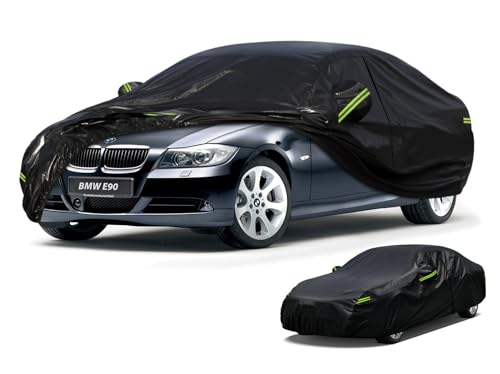 Image of Kaugung Car Cover Custom fit BMW 3 Series E90 (2005-2012), 7 Layers Windproof All Weather Waterproof Outdoor Cover Sun Rain UV Dust Snow Protection. Black