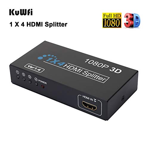HDMI Splitter 1 in 4 Out 4K Metal HDMI Switcher Box Supports 3D