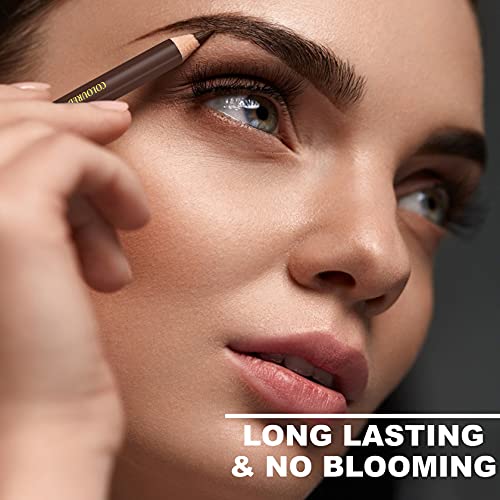 Qiufsse Waterproof Eyebrow Pencil Dark Brown Brow Pencil Set For Marking,Filling And Outlining,Eyebrow Tattoo Makeup Microblading Supplies Kit,5Pcs Microblading Eyebrow Pen With Eyebrow Stencil Eyebrow Tool #TOP4