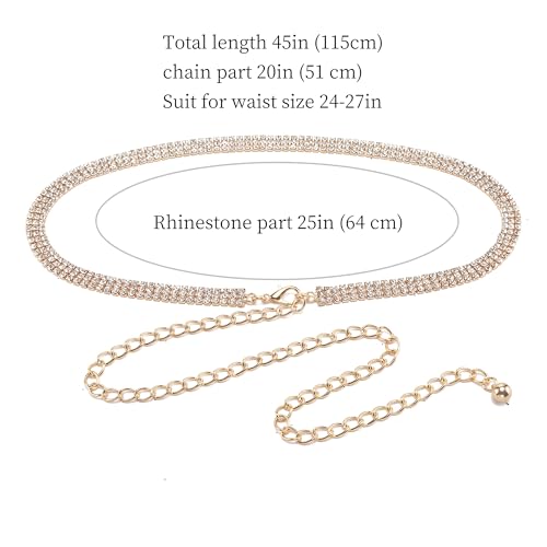CHIC DIARY Rhinestone Belts for Women Sparkly Diamond Belts Silver Bling Waist Dress Belt Fashion Glitter Chain Wedding Belt2