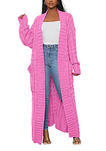 Image of Tcremisa Long Cable Knit Cardigans for Women Chunky Maxi Sweater Coat