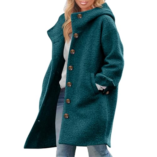 Manteau laine mélangée femme en tissu poilu premium et finitions soignées