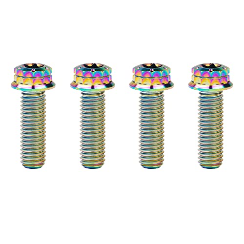 Image of Titanium Flange 12 Point Head M8 x15 20 25 30 35 40 45 50 55 60 65mm Screw Bolt Pack of 4 (M8x25mm, Rainbow)