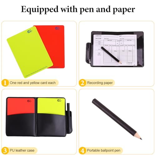 Hiacinto Karten Set - Gelbe und rote Karte Fußball Set inkl. Metall-Pfeife für Junge Schiedsrichter, das perfekte Schiedsrichter Set für Kinder