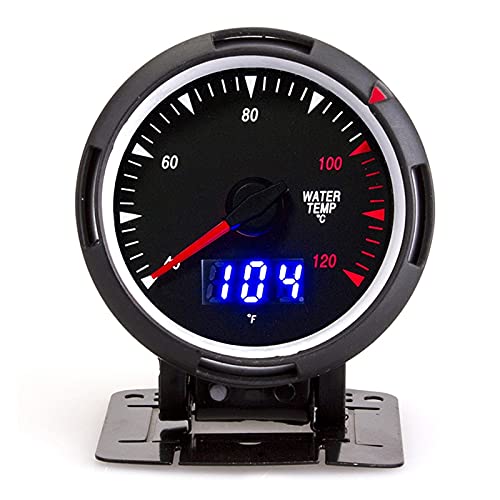 水温ゲージユニバーサル2.5in LCDデジタルディスプレイ40 120℃レッドバックライトステンレス鋼センサーとゴムリング付き12V DC車用の水温計