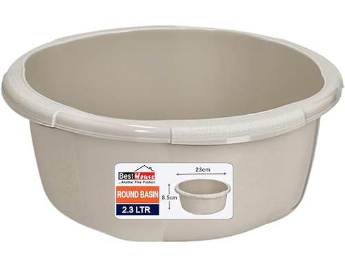 BH | 2.3L Round Basin - Small Size | Kitchen Washing Up Bowl | 2.3 Litres | Cream| 1 Pc | Multipurpose Washing for Kitchen, Bathroom, and Household Use (Pack of 1) - By Best House