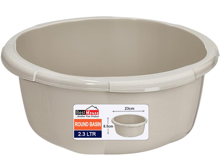 BH | 2.3L Round Basin - Small Size | Kitchen Washing Up Bowl | 2.3 Litres | Cream| 1 Pc | Multipurpose Washing for Kitchen Bathroom and Household Use (Pack of 1) - By Best House
