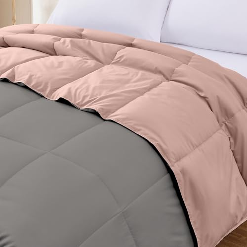 Image of Modern Threads Down Alternative Reversible Comforter Charcoal Gray /Blush King