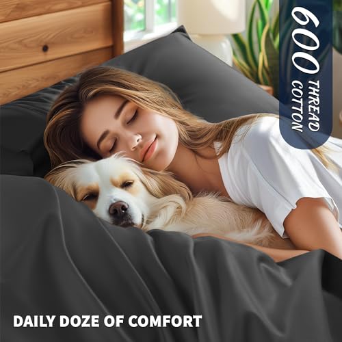 image for Shilucheng 100% Cotton King Size Sheets Set - 600 Thread Count，Luxur