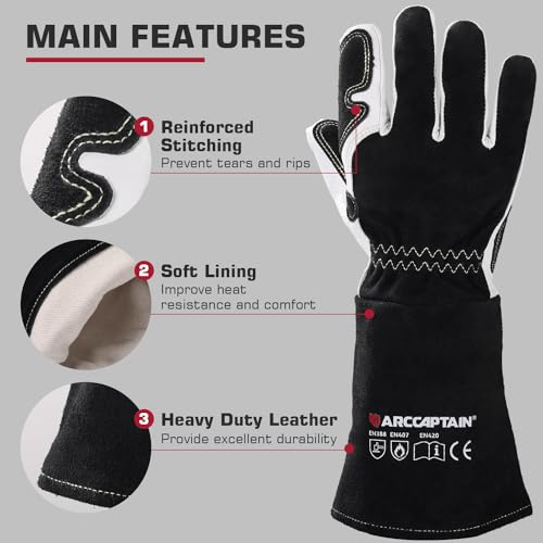 ARCCAPTAIN TIG Welding Gloves, Premium Grain Goatskin Leather