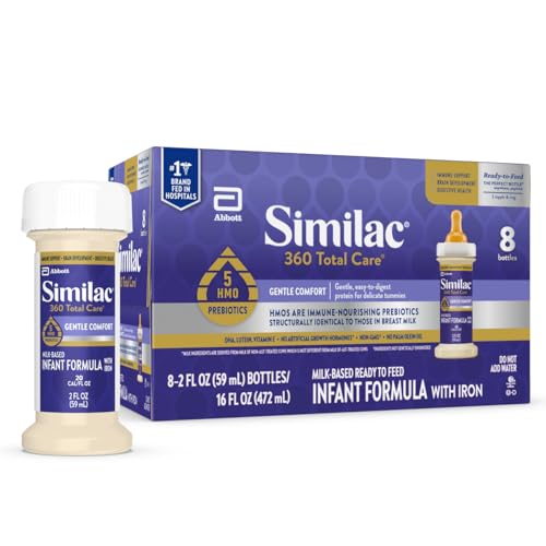 Similac 360 Total Care Gentle Comfort Baby Formula Easy-to-Digest Formula Has 5 HMO Prebiotics Ready-to-Feed Infant Formula 2-fl-oz Bottle Pack of 8