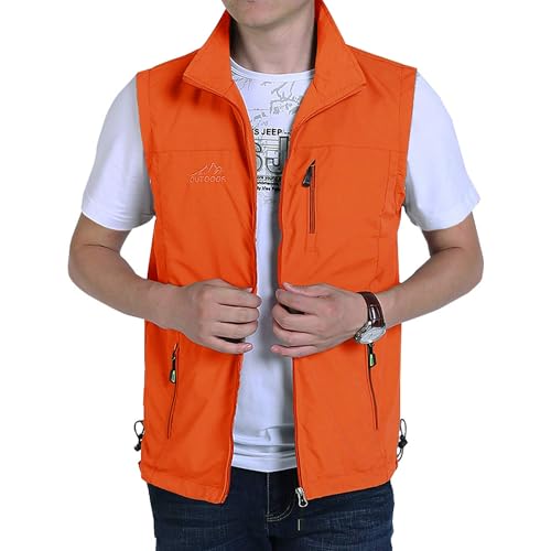 Image of Hixiaohe Mens Lightweight Vest Outerwear Casual Summer Outdoor Travel Vest for Hiking Fishing Golf Photo Work with Pockets
