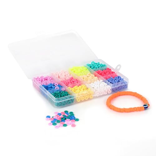 Image of Ambitieux DIY Bracelet Making Kit for Girls - 12 Types Colorful Beads with Charms, Elastic Thread, Earrings, Clasps & Rings - Jewellery Craft Kit for Kids, Birthday Return Gift, Rakhi Special Set for 2 3 4 5 6 7 8 9 10 years (Plain Clay)