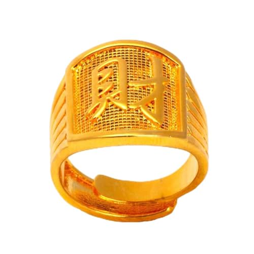 Bague ouverte pour hommes CFWSHJ en laiton plaqué or avec lettrage Fu