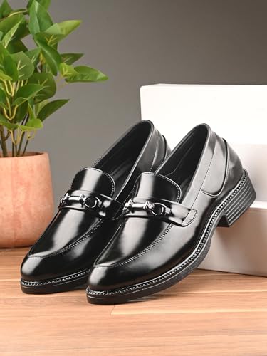 Image of STANPHORD Men Formal Loafer Shoes | Patent PU Slip-On Moccasins | Flat Rubber Sole | Casual Office Driving Travel Wear | Lightweight (TPSL S1)
