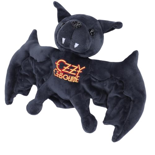 HELEVIA Jouet en Peluche Chauve-Souris, Animal en Peluche à Collectionner de Musique Rock en Or Noir, avec Broderie Dorée, pour Les Cadeaux des Fans et la Décoration de la Maison (Style régulier)