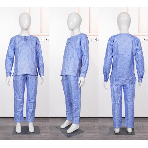 Image of HD African Kids Bazin Attire Traditional Embroidery Ethnic Wear for Boys