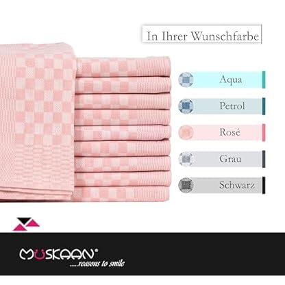 Müskaan 10er Set Geschirrtücher 100% Baumwolle 50x70 cm Rosé 210 g/m² | Küchenhandtücher für Abtrocknen, Grubentücher zum Putzen, Fusselfrei Geschirrhandtücher, Küchentücher saugstark, Geschirrtuch – Bild 4