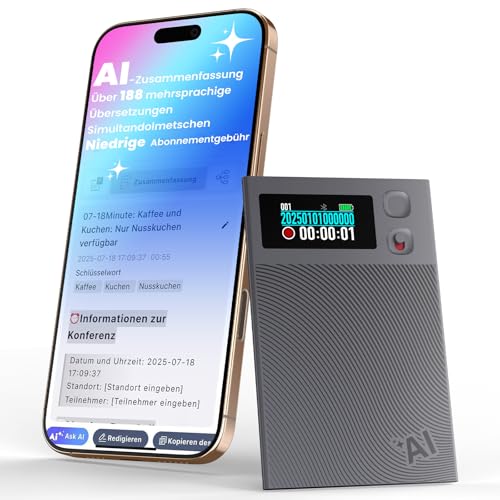 NEWYES Ailog KI Digitales Diktiergerät mit dedizierter App,Transkribieren und Zusammenfassen,Übersetzung in über 188 Sprachen,64 GB Speicher für Meetings,Vorlesungen,Anrufe,Business,Unterricht NEWYES Ailog KI Digitales Diktiergerät mit dedizierter App,Transkribieren und Zusammenfassen,Übersetzung in über 188 Sprachen,64 GB Speicher für Meetings,Vorlesungen,Anrufe,Business,Unterricht