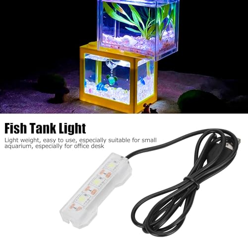 Image of Soft LED Aquarium Plant Light, 5V 0.6W USB 2.0 Mini Aquarium Lamp, LED Desktop Fish Tank Light with 3.28ft Cable, White Lighting Small Water Plant Light for Plant Grow