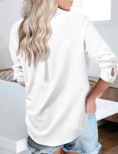 Image of Magritta Women's Shirts Fashion Casual Loose Fit Long Sleeve Button Down Lightweight Collared Blouse Tops