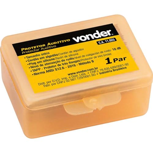 Protetor Auditivo Tipo Plug, de Silicone, com Cordão em Algodão, Vonder VDO2495