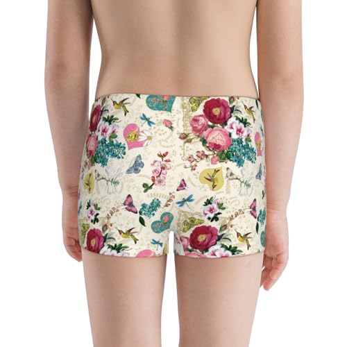 Boys' Cotton Boxer Brief Soft Underwear-Bird Butterfly Rose3