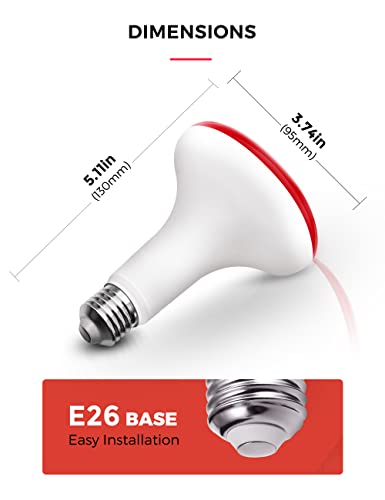 Image of L LOHAS LED Red Flood Light Bulbs, 11 Watt Colored Can Light Bulbs E26, BR30