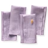 O'lucio Linen Napkins - Lavender Purple Set of 4, 20 x 20 inch - Double Hemstitch Dinner Napkins Clo