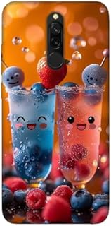 جراب حماية مطبوع من السيليكون متوافق مع موبايل ريدمي 8 من كيو كيو