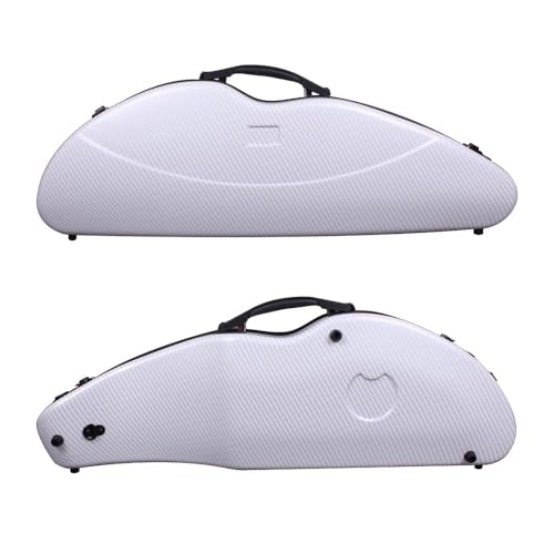 yinfente Estojo de violino 4/4 tamanho completo 1,9 kg fibra de carbono meia forma redonda bolsa viloin com alça combinação fechadura e bolsa de acessórios cinza