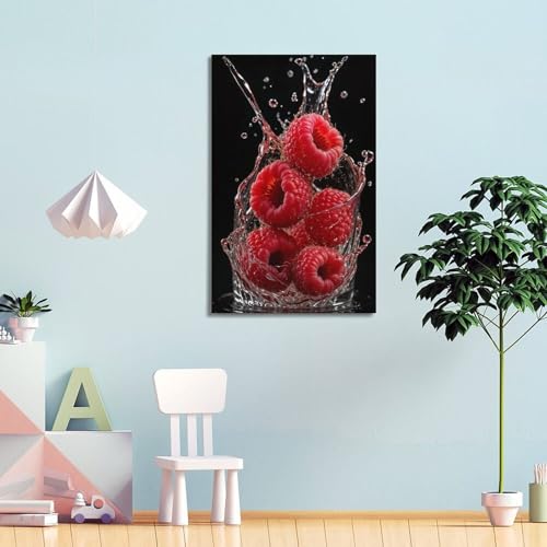 Poster mural de framboises pour colorer un mur blanc vide