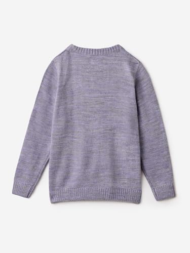 Image of The Souled Store Cosmic Sky Girls Crew Neck Long Sleeve Purple Embroidered Regular Fit Sweaters Girls Knit Sweaters for Kids' Children's Pullover Cable Cardigan Wool Printed Winter Wear Comfortable