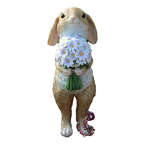 Statuette lapin Gemmia avec fleur décoration de table unique