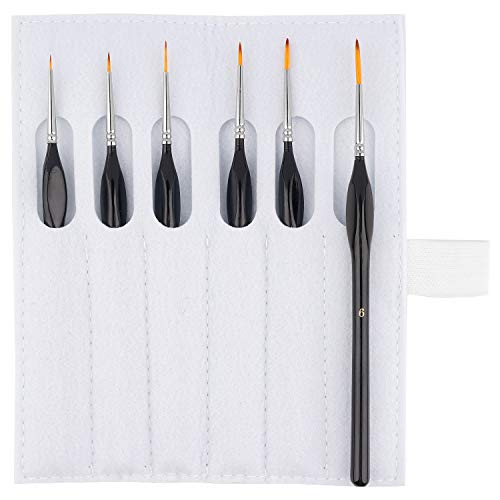 Bosobo Miniature Paint Brushes Detail Set, 6 Pcs Fine Tipped Small Artist Paintbrushes For Acrylic Oil Watercolor Painting, Rock, Micro Model, Nail Art, Craft & Paint By Number, Travel Case Included #TOP1