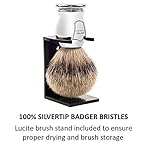 Parker 100% Silvertip Badger Bristle Shaving Brush-Chrome Handle with 3-Band-Silvertip Badger Hair Bristles - Extra Dense and Soft Bristles -Parker Shaving Brush Stand Included - Image 4