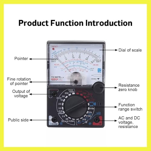Image of YX-360TR-E-L-B Analog Multitester with Fuse & Diode Protection | AC /DC Voltage, Resistance, Battery Test | Durable Multimeter for Home & Industrial Use