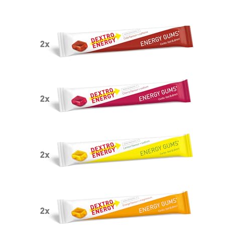 Dextro Energy Gums Mix Pack 4 Sorten - 8x45g (8er Pack), High Carb Sport Gummies zur schnellen Kohlenhydrate Versorgung