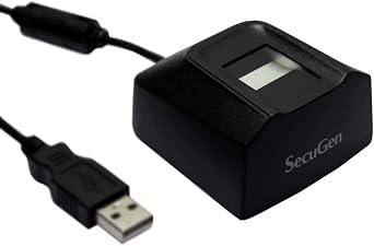 SecuGen HU20-A Hamster Pro 20 USB Fingerprint Reader, Black, 500 DPI Resolution, Automatic Finger Detection, Compatible with Third-party Algorithms