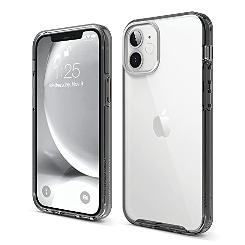 elago Ibrido Clear Custodia Cover Compatibile con iPhone 12 Mini Case (5.4), Anti-Ingiallimento Hard PC Retro, Paraurti Flessibile Cover Antiurto (Nero